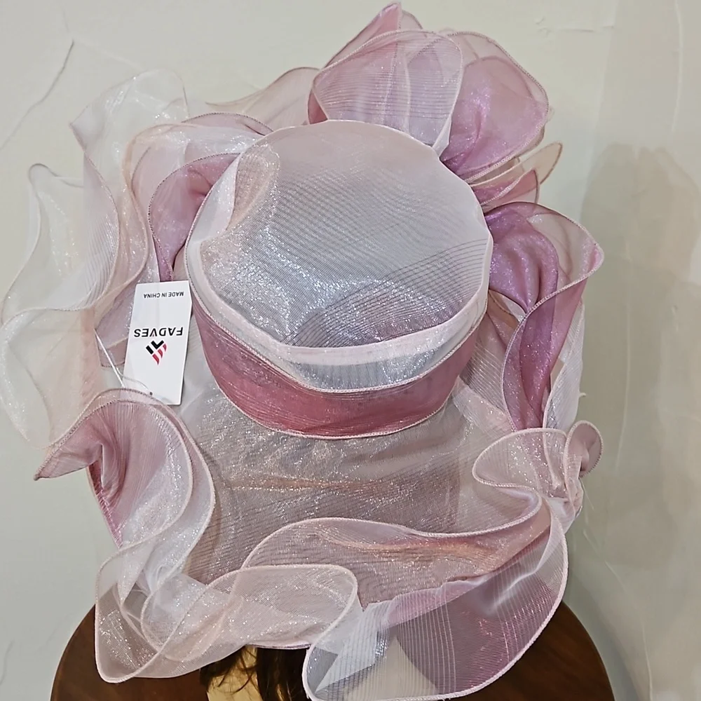 NWT‎ BLUSH PINK 2 IN 1 VELCRO FABULOUS DERBY CHURCH TEA SHOWER WEDDING HAT